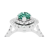 White gold Double Halo Marquise Cut Green Sapphire Pavé Band with Four-Prong Setting_4