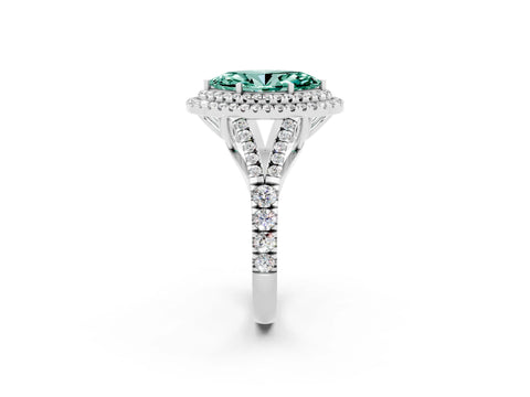 White gold Double Halo Marquise Cut Green Sapphire Split Shank Engagement Ring with Four-Prong Setting_2