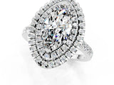 White gold Double Halo Marquise Cut Moissanite Pavé Band with Four-Prong Setting_1