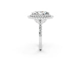 White gold Double Halo Marquise Cut Moissanite Pavé Band with Four-Prong Setting_2