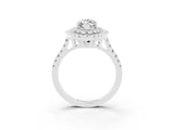White gold Double Halo Marquise Cut Moissanite Pavé Band with Four-Prong Setting_3