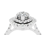 White gold Double Halo Marquise Cut Moissanite Pavé Band with Four-Prong Setting_4