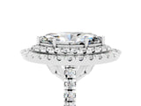 White gold Double Halo Marquise Cut Moissanite Pavé Band with Four-Prong Setting_5