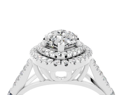 White gold Double Halo Marquise Cut Moissanite Split Shank Engagement Ring with Four-Prong Setting_4