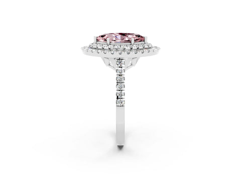 White gold Double Halo Marquise Cut Morganite Pavé Band with Four-Prong Setting_2