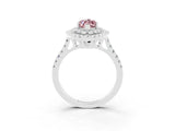 White gold Double Halo Marquise Cut Morganite Pavé Band with Four-Prong Setting_3