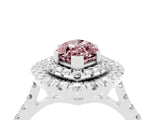 White gold Double Halo Marquise Cut Morganite Pavé Band with Four-Prong Setting_4