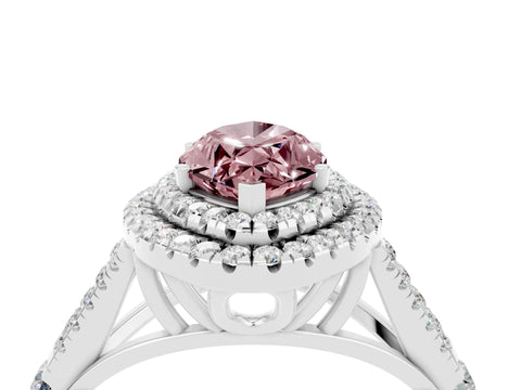 White gold Double Halo Marquise Cut Morganite Split Shank Engagement Ring with Four-Prong Setting_4