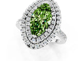 White gold Double Halo Marquise Cut Peridot Pavé Band with Four-Prong Setting_1