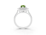 White gold Double Halo Marquise Cut Peridot Pavé Band with Four-Prong Setting_3
