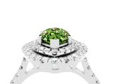 White gold Double Halo Marquise Cut Peridot Pavé Band with Four-Prong Setting_4