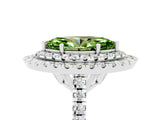 White gold Double Halo Marquise Cut Peridot Pavé Band with Four-Prong Setting_5