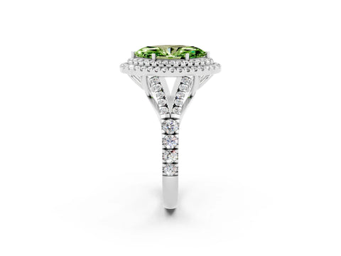 White gold Double Halo Marquise Cut Peridot Split Shank Engagement Ring with Four-Prong Setting_2