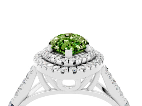 White gold Double Halo Marquise Cut Peridot Split Shank Engagement Ring with Four-Prong Setting_4