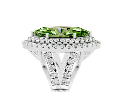 White gold Double Halo Marquise Cut Peridot Split Shank Engagement Ring with Four-Prong Setting_5