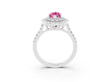 White gold Double Halo Marquise Cut Pink Sapphire Pavé Band with Four-Prong Setting_27