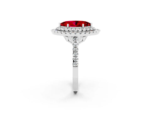 White gold Double Halo Marquise Cut Ruby Pavé Band with Four-Prong Setting_2