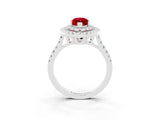 White gold Double Halo Marquise Cut Ruby Pavé Band with Four-Prong Setting_3