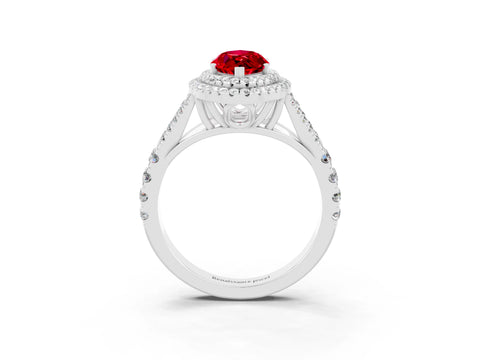 White gold Double Halo Marquise Cut Ruby Split Shank Engagement Ring with Four-Prong Setting_3
