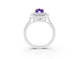 White gold Double Halo Marquise Cut Tanzanite Pavé Band with Four-Prong Setting_3