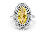 White gold Double Halo Marquise Cut Yellow Sapphire Pavé Band with Four-Prong Setting_24