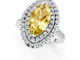 White gold Double Halo Marquise Cut Yellow Sapphire Pavé Band with Four-Prong Setting_25
