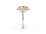 White gold Double Halo Marquise Cut Yellow Sapphire Pavé Band with Four-Prong Setting_26