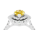 White gold Double Halo Marquise Cut Yellow Sapphire Pavé Band with Four-Prong Setting_28