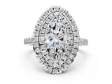 White gold Double Halo Marquise Diamond Pave Band with Four-Prong Setting_70