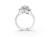 White gold Double Halo Marquise Diamond Pave Band with Four-Prong Setting_73