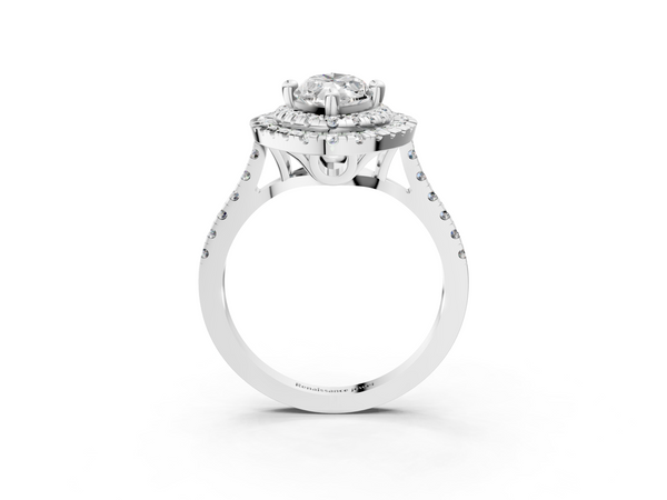 Sterling Silver Marquise Double Halo Pave Engagement Ring Setting