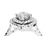 White gold Double Halo Marquise Diamond Pave Band with Four-Prong Setting_74