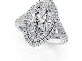 White gold Double Halo Marquise-Shaped Split Shank Diamond Ring with Prong Setting_21