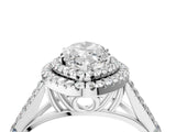 White gold Double Halo Marquise-Shaped Split Shank Diamond Ring with Prong Setting_24