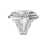 White gold Double Halo Marquise-Shaped Split Shank Diamond Ring with Prong Setting_25