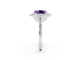 White gold Double Halo Oval Cut Amethyst Pavé Band with Four-Prong Setting_2