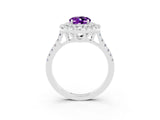 White gold Double Halo Oval Cut Amethyst Pavé Band with Four-Prong Setting_3