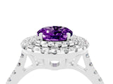 White gold Double Halo Oval Cut Amethyst Pavé Band with Four-Prong Setting_4