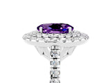 White gold Double Halo Oval Cut Amethyst Pavé Band with Four-Prong Setting_5