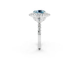 White gold Double Halo Oval Cut Aquamarine Pavé Band with Four-Prong Setting_2