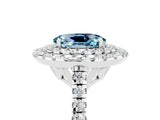White gold Double Halo Oval Cut Aquamarine Pavé Band with Four-Prong Setting_5