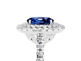 White gold Double Halo Oval Cut Blue Sapphire Pavé Band with Four-Prong Setting_5