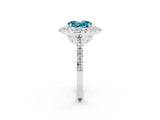 White gold Double Halo Oval Cut Blue Topaz Pavé Band with Four-Prong Setting_2