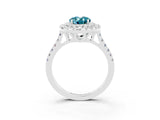 White gold Double Halo Oval Cut Blue Topaz Pavé Band with Four-Prong Setting_3