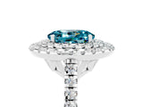 White gold Double Halo Oval Cut Blue Topaz Pavé Band with Four-Prong Setting_5