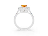 White gold Double Halo Oval Cut Citrine Pavé Band with Four-Prong Setting_3