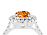 White gold Double Halo Oval Cut Citrine Pavé Band with Four-Prong Setting_4