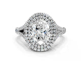 White gold Double Halo Oval Cut Diamond Split Shank Engagement Ring with Four-Prong Setting_22