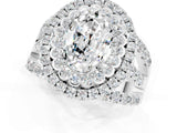White gold Double Halo Oval Cut Diamond Split Shank Pave Set Ring_1