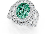 White gold Double Halo Oval Cut Diamond Split Shank Pave Set Ring_1